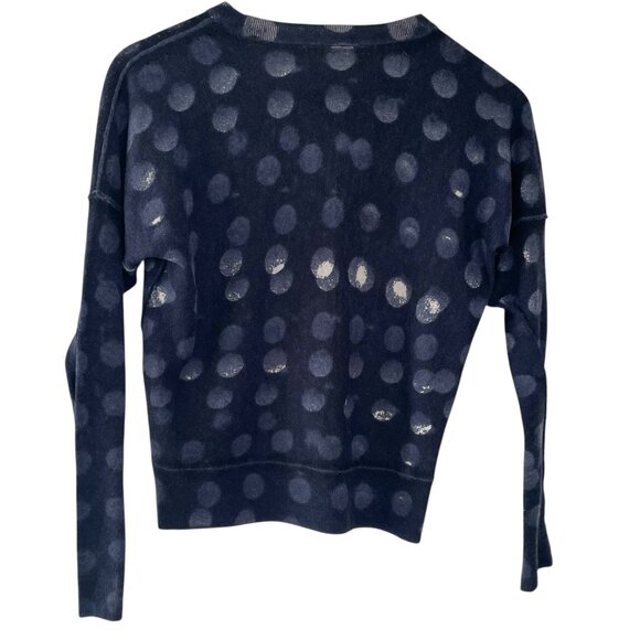 Zadig & Voltaire Anouk Pullover Sweater XS Blue Polka Dot Printed 100% Cashmere - Picture 3 of 6